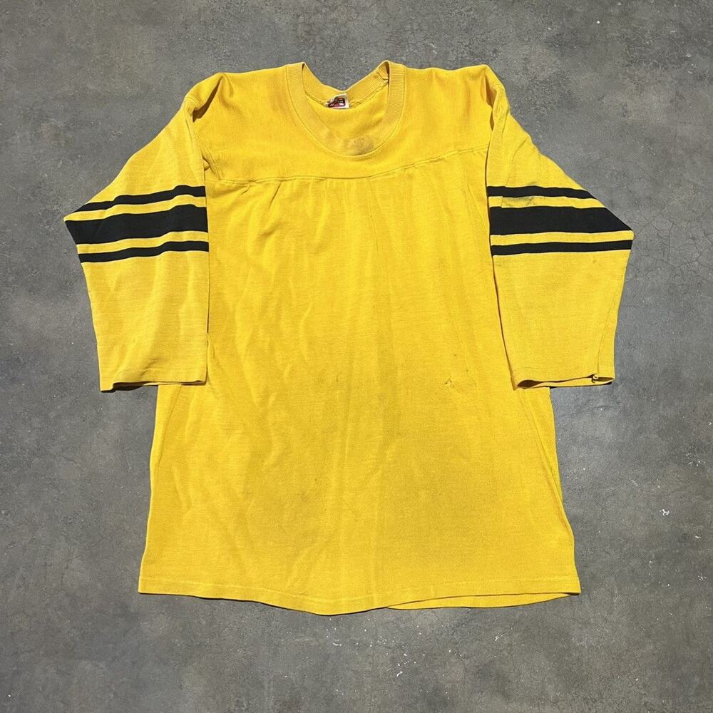 Vintage 60s Mason Yellow Striped Raglan Football Shirt